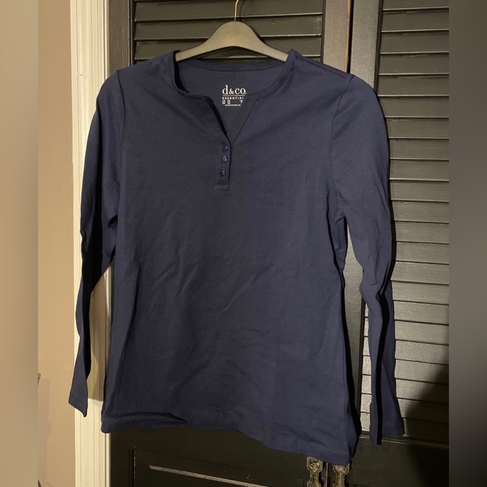 Denim & Co. shirt with button neckline detail